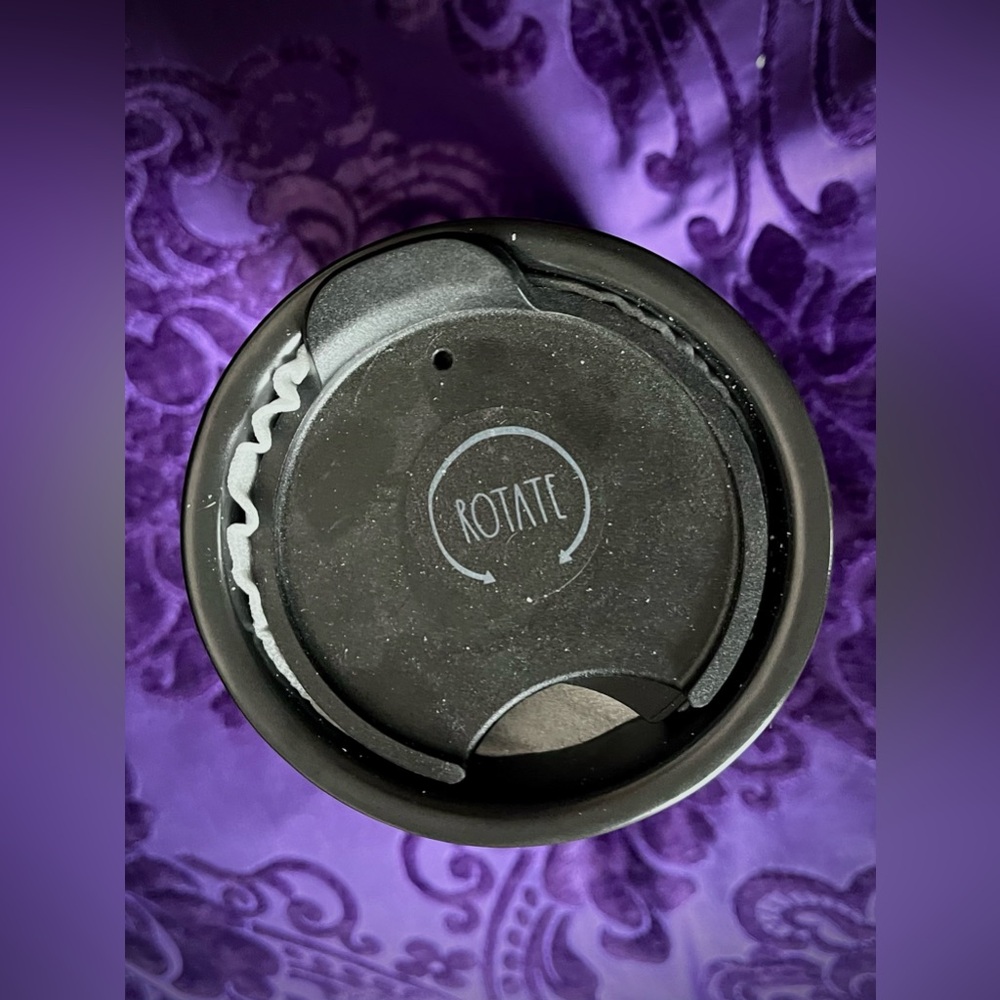 Rae Dunn Halloween "BONE BROTH" Ceramic Black Travel Tumbler Cup - Picture 3 of 3